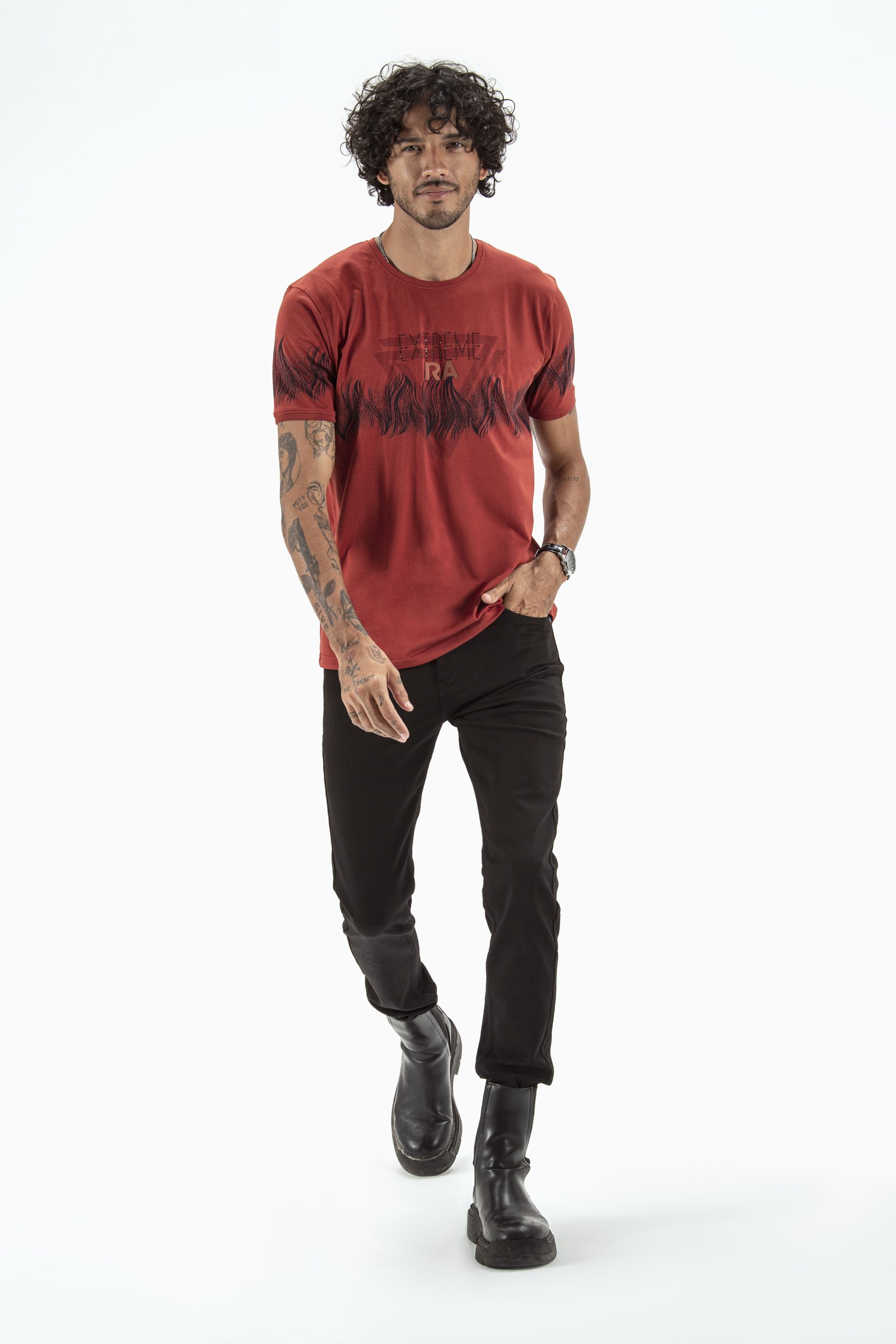 Red round neck T shirt